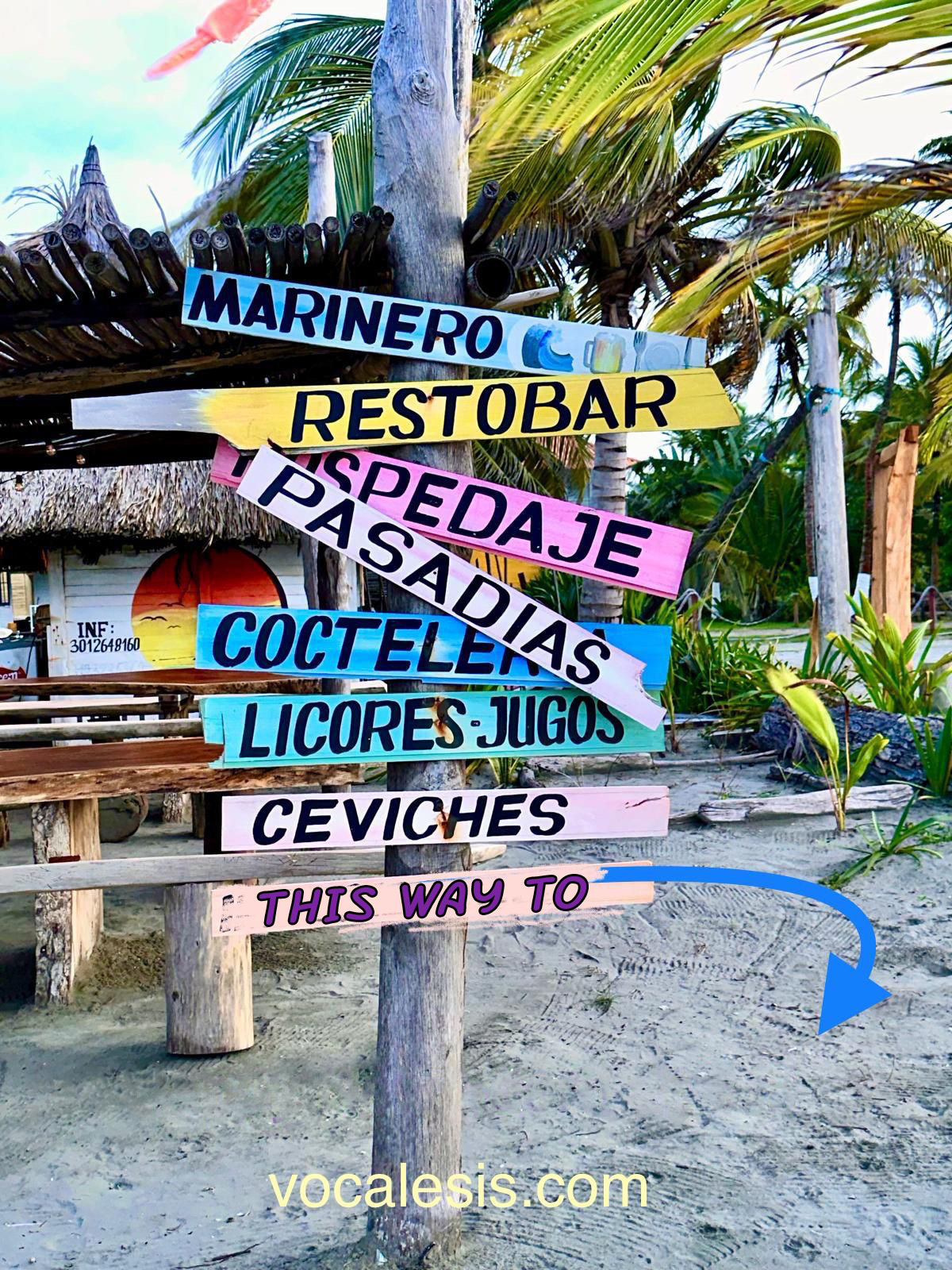 Ceviches signpost THIS WAY TO vocalesis translators