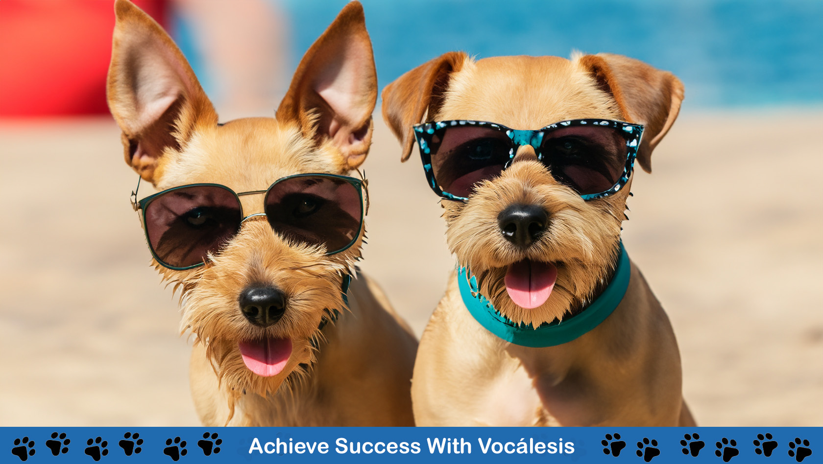 Vocalesis Interpreters Summer AI beach dogs sunglasses